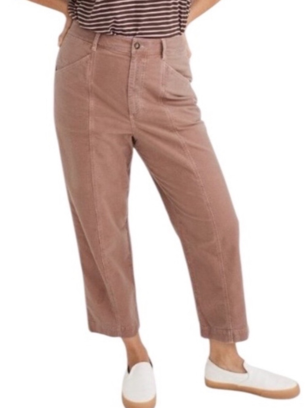 Madewell High-Rise Seamed Moleskin Pants Cropped Ankle Jeans Dusty Rose Mauve 6